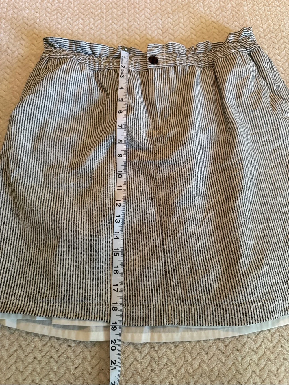 J. Crew Black &‎ White Pinstripe Paperbag Waist Mini Skirt Size 14